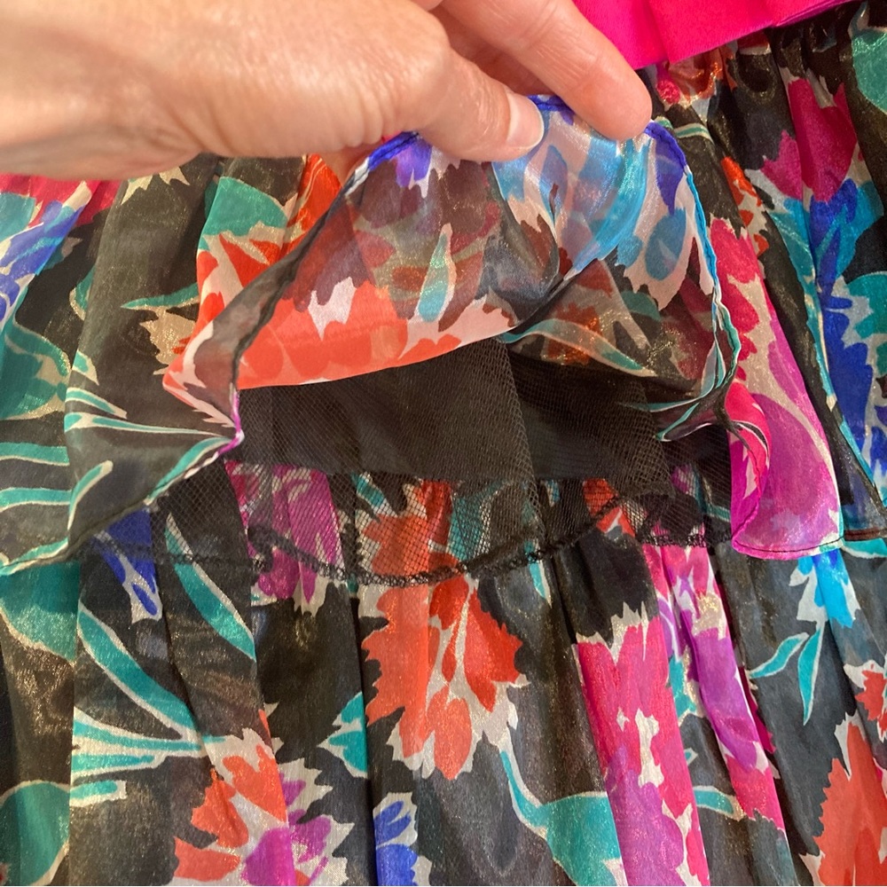 Vintage 80s Prom Dress strapless multicolor - Picture 14 of 14